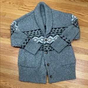 Beautiful Gray Cowichan Sweater Chunky Knit Cardigan